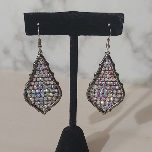 Iridescent Rhinestone Earrings - Picture 5 of 5